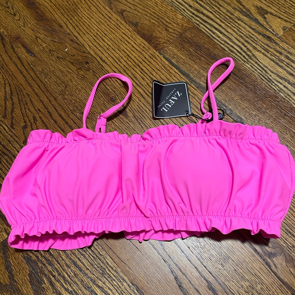 Pink bandeau bikini top